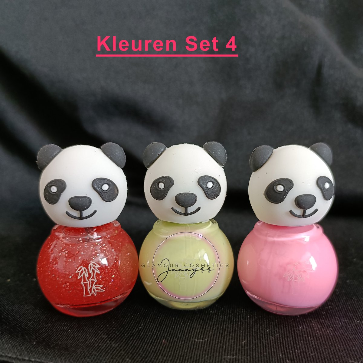 Vegan Veilige Kindernagellak 3 stuks Op Waterbasis - Pandabeer Nagellak voor kinderen Kleuren Set 4 met Luxe Holografische Etui |  Nagellak Meisjes | Kinder Make Up | Glitter Nagellak | Glitter make up